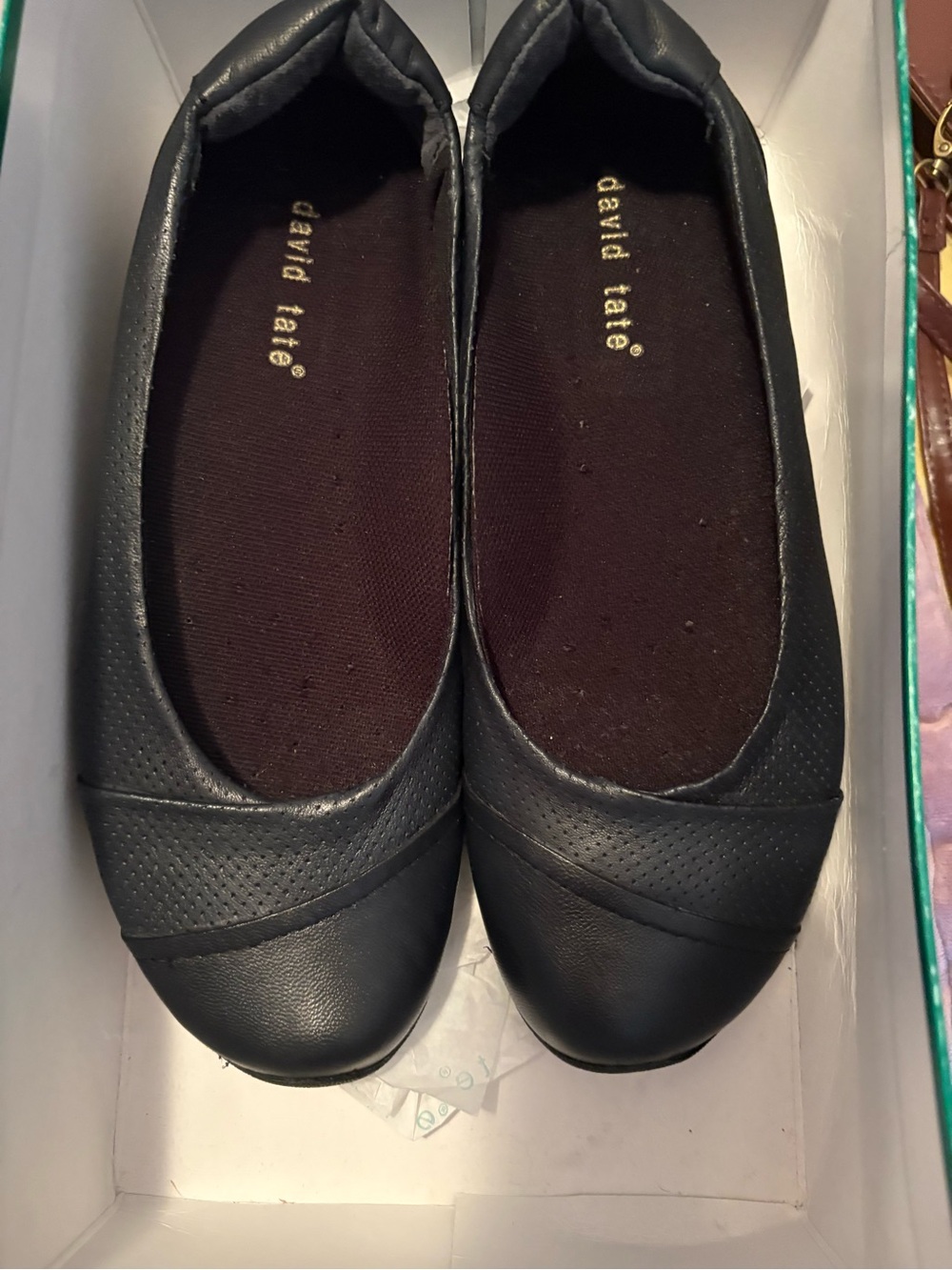 David Tate Black Perforated Ballet Flats